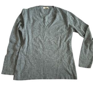 FOGAL Italy Gray  Cashmere V-neck‎ Sweater L